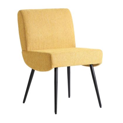 Silla Salón Chenilla Amarillo Metal Negro
