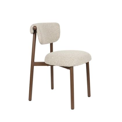 Silla en metal efecto madera marrón y tejido beige 57 cm