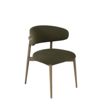 Silla Madera Marrón Tejido Verde,  80 Cm