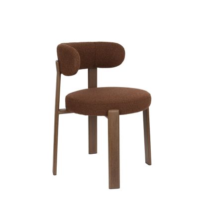 Silla en metal efecto madera marrón y tejido color tierra 52 cm