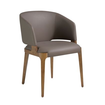Silla Símil Piel Gris Oscuro Madera Nogal, 57 Cm