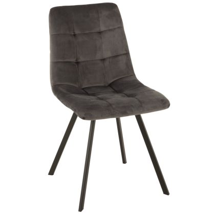 Silla Tapizado Tejido Terciopelo Gris Oscuro Metal, 55 Cm