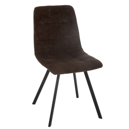 Silla Tapizado Tejido Marrón Metal, 55 Cm
