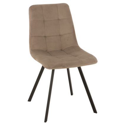 Silla Tapizado Tejido Terciopelo Taupe Metal, 55 Cm