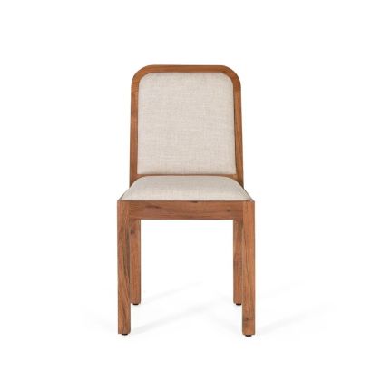Silla Tejido Beige Madera Marrón, 91 Cm