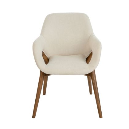 Silla Tela Beige Madera Nogal, 59 Cm
