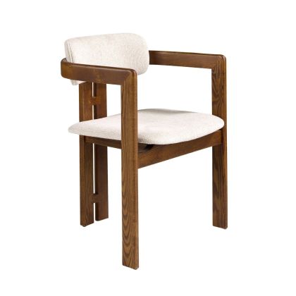 Silla Tela Blanco Roto Madera Nogal, 57 Cm