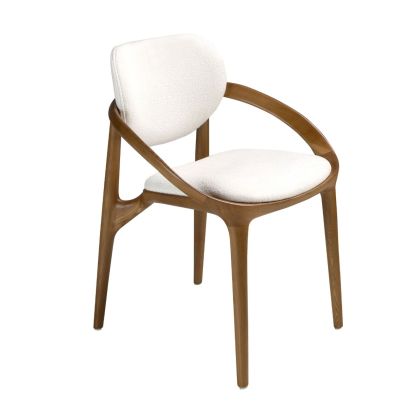 Silla Tela Blanco Roto Madera Nogal, 60 Cm