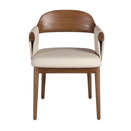 Silla Tela Color Crema Madera Nogal, 59 Cm