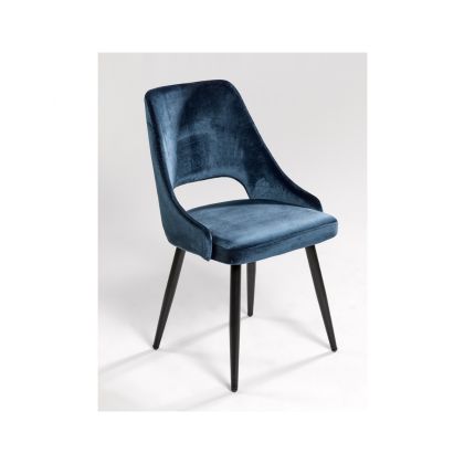 Silla mid century, terciopelo, azul kant 50 cm