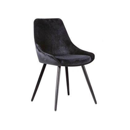 Silla Mid Century, Terciopelo Negro, 48 Cm