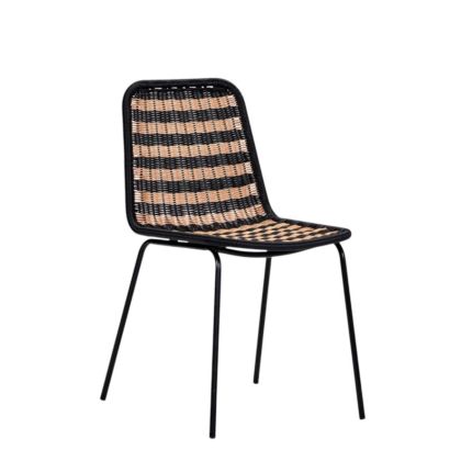 Silla Terraza Ratán Negro Natural Hierro, 57 Cm