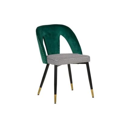 Silla Velvet Verde Blanco Negro Tachuelas, 82 Cm