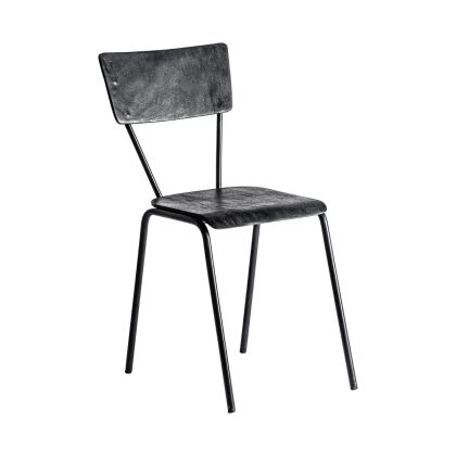 Silla Industrial Hierro Madera Gris Metálico 38 Cm