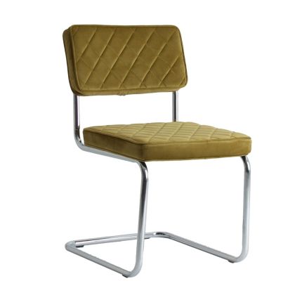Silla Tela  Mostaza Acero Salón, 50 Cm