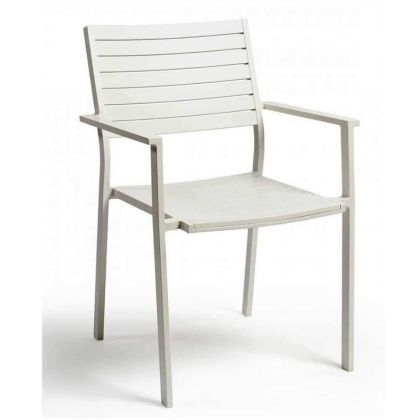 Silla de Exterior Estilo Escandinavo Aluminio Blanco, 88 Cm