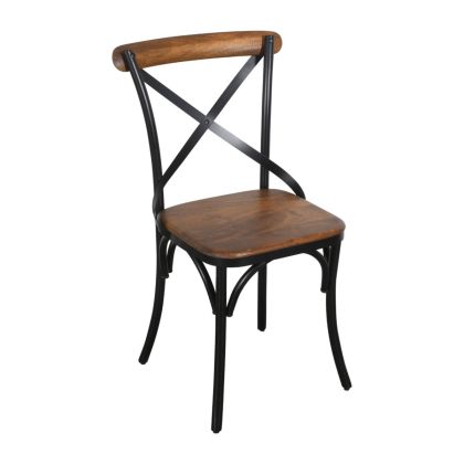 Silla Cruceta Madera Mango Metal, 40 Cm