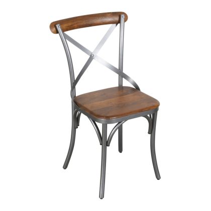 Silla Cruceta Madera Mango Metal, 40 Cm