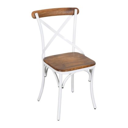 Silla Cruceta Madera Mango Metal, 40 Cm