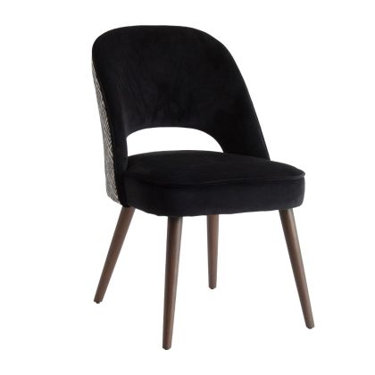 Silla Moderna Terciopelo Negro Blanco 54 Cm