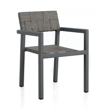 Silla Jardín Aluminio Fibra Fifertex Gris, 56 Cm