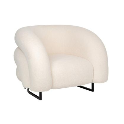 Sillón Boucle Blanco Perlado Acero Negro, 89 Cm