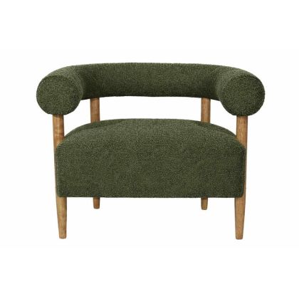 Sillón Chenilla Verde Madera Tonos Marrón, 82 Cm