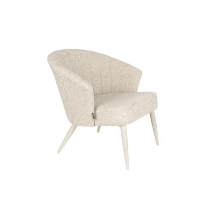 Sillón tapizado beige y patas de metal 77 cm