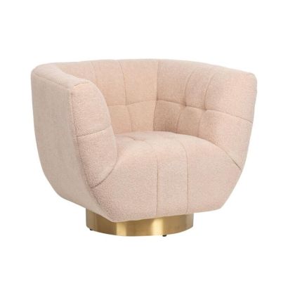Sillòn INARI Giratorio Tejido Rosa Acero Oro, 85 Cm