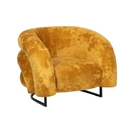 Sillòn  HankoTerciopelo Mostaza Hierro Negro, 89 Cm