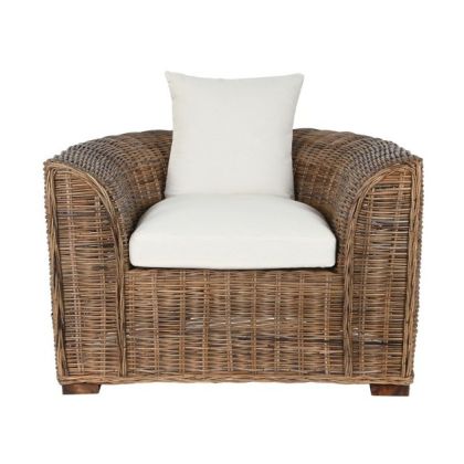 Rattan Garden Armchair 100X78X68 Natural Cotton Cushions