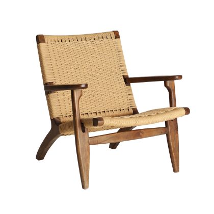 Sillón Jeshare Madera Marrón Cuerda Beige, 77 Cm