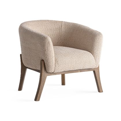 Sillón nórdico moderno en madera de mango marrón tapizado en yute blanco roto. Sillón nórdico moderno en madera de mango marrón tapizado en yute blanco roto.