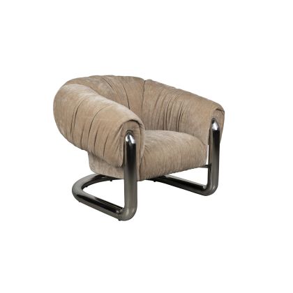 Sillón MARLY Acero Tapizado Terciopelo Beige, 96 cm
