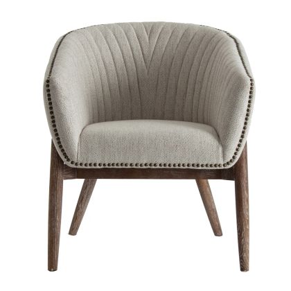 Sillón Diseño Vintage Tejido Gris Madera, 69 Cm