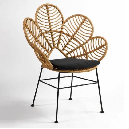 Sillón Tropical Ratán Natural Exterior Flor, 78 Cm