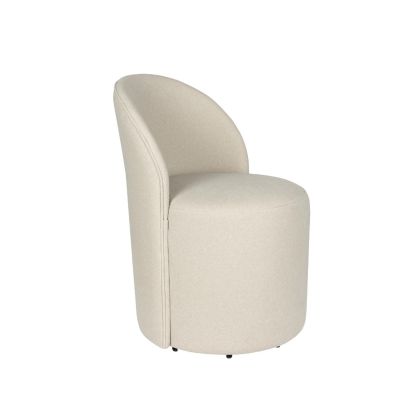 Sillón en madera y hierro tapizado terciopelo brillante beige 53 cm
