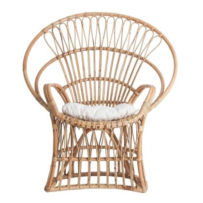 Sillón Tropical Ratán  Natural Cojín Blanco, 104 Cm