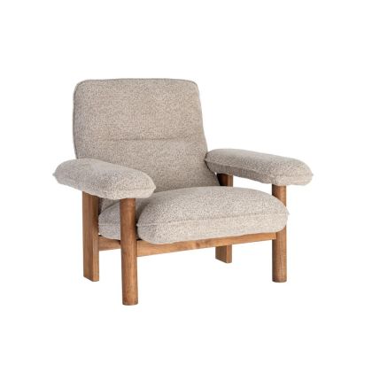 Sillón Tapizado Beige Madera, 96 X 86'50 X 82'50 Cm