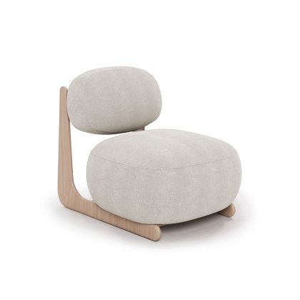 Sillón Tapizado Crema Madera Roble, 70 Cm