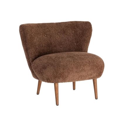 Sillón Tapizado Marrón Madera, 78 X 77 X 72 Cm