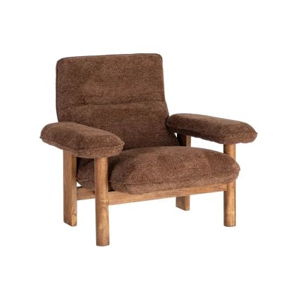 Sillón Tapizado Marrón Madera, 96 X 86'50 X 82'50 Cm