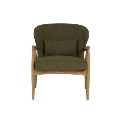 Sillón Tejido Verde Madera marrón,  74 Cm