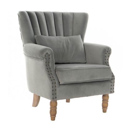 Sillón Clásico Vintage Gris Velvet, 73 Cm