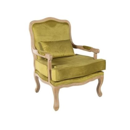 Sillón Velvet Verde Oliva Madera Rosa, 92 Cm