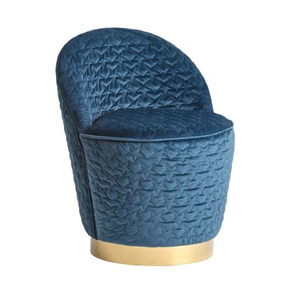 Sillón Art Decó Azul/Oro Terciopelo Salón, 50 Cm