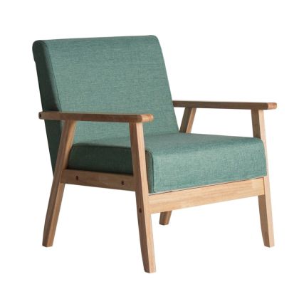 Sillón Tropical Tejido Verde Madera Natural Salón, 63 Cm