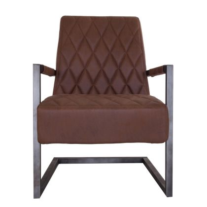 Sillón Vintage Tejido Marrón Hierro Negro ,64 Cm