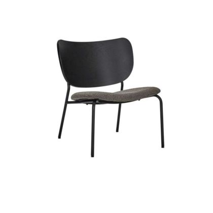 Sillón Tejido Bouclé Madera Álamo Acero Negro, 70 Cm