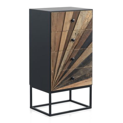 Sinfonier 4 Cajones Madera Laminada Base Metálica, 48 Cm